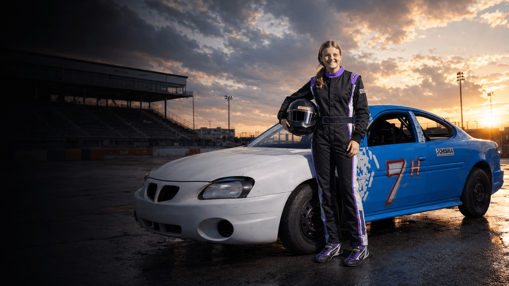 Addison Hawn and the 7H race car